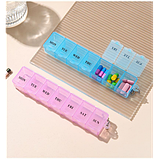 Таблетниця/органайзер/ контейнер 15 х 3 х 2 см для таблеток і ліків на 7 відділень жовтий, фото 4