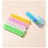 Таблетниця/органайзер/ контейнер 15 х 3 х 2 см для таблеток і ліків на 7 відділень жовтий, фото 5