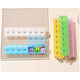 Таблетниця/органайзер/ контейнер 15 х 3 х 2 см для таблеток і ліків на 7 відділень жовтий, фото 6