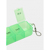 Таблетниця/органайзер/ контейнер 15 х 3 х 2 см для таблеток і ліків на 7 відділень зелена, фото 8