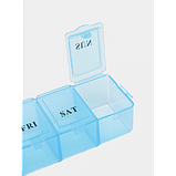 Таблетниця/органайзер/ контейнер 15 х 3 х 2 см для таблеток і ліків на 7 відділень синій, фото 8