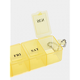 Таблетниця/органайзер/ контейнер 15 х 3 х 2 см для таблеток і ліків на 7 відділень жовтий, фото 8