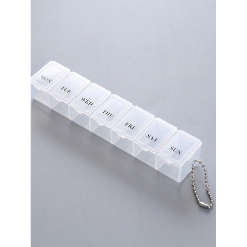 Таблетниця/органайзер/ контейнер 15 х 3 х 2 см для таблеток і ліків на 7 відділень біла, фото 1