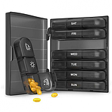 Набір із 7 штук Таблетниця/органайзер/ контейнер 16 х 12 х 4.2 см для таблеток 21 відділення чорний, фото 8