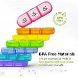 Набір із 7 штук Таблетниця/органайзер/ контейнер 16 х 12 х 4.2 см для таблеток і ліків 21 відділення, фото 4