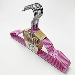 Дитячі вішаки для одягу металеві в силіконовому покритті бузкового кольору, 10 штук в упаковці