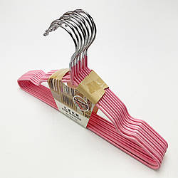 Дитячі вішаки для одягу металеві в силіконовому покритті ніжно-рожевого кольору, 10 штук в упаковці