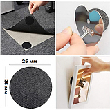 Комплект 5 штук круглих двобічних липучок 25 мм для фіксації килимів/чохлів/подушок/в авто, фото 5