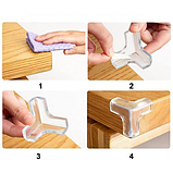 Набір із 4 штук самоклейних прозорих силіконових захисних накладок на гострі кути меблів T-подібні, фото 4