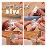 Набір із 8 штук самоклейних прозорих силіконових захисних накладок на гострі кути меблів круглі, фото 9