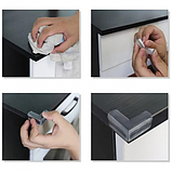 Набір із 4 штук самоклейних прозорих силіконових захисних накладок на гострі кути меблів L-подібні, фото 9