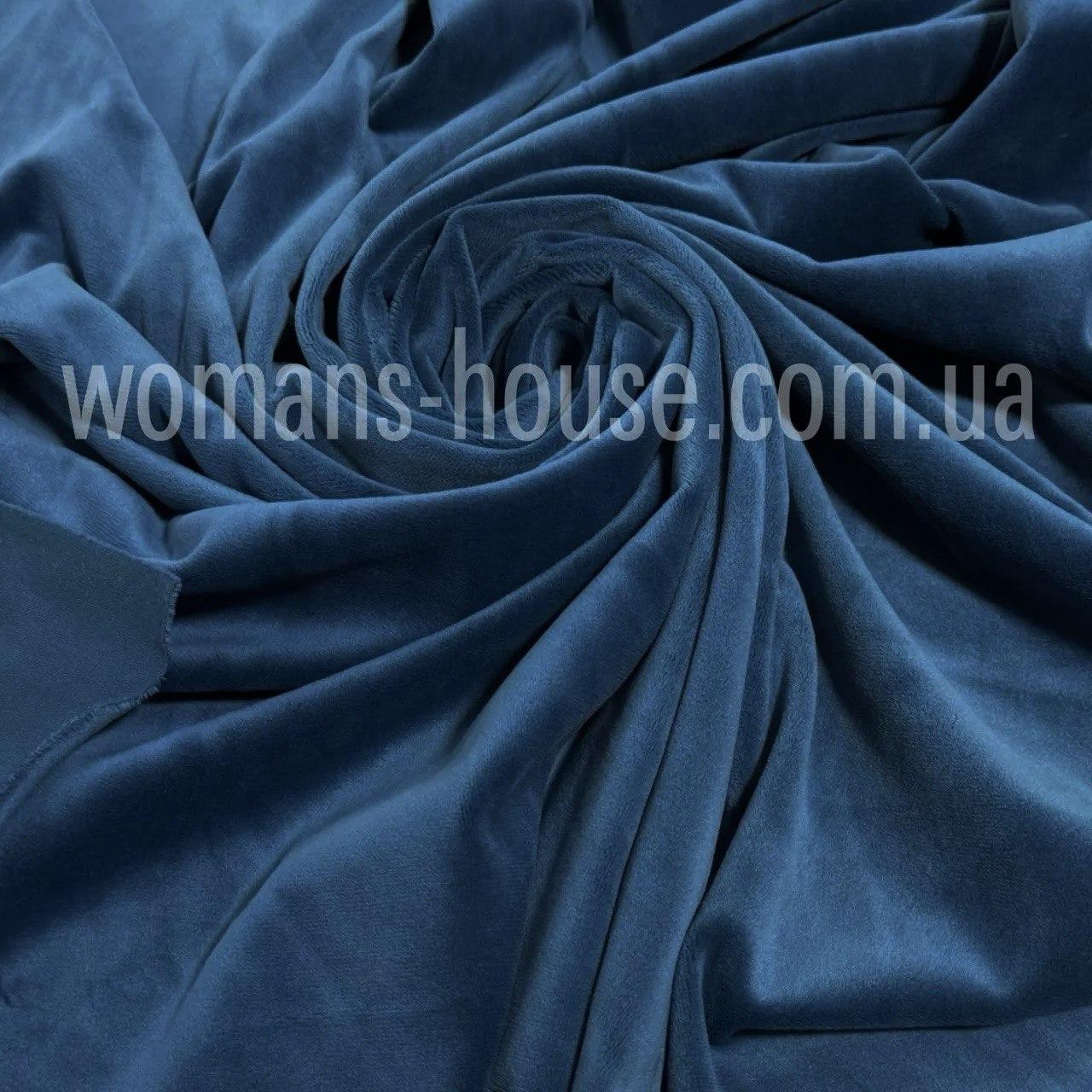 Тканина Велюр плюш стрейч спорт 180 см Смарагд бірюзовий, фото 1