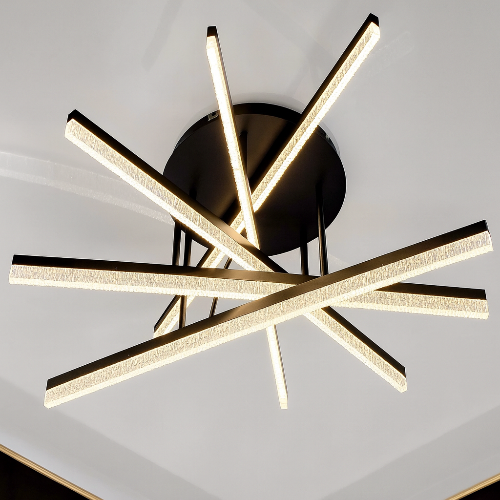 Люстра с планками Artlight 73W до 18 м² колір Чорний WG5131/5BK, фото 1