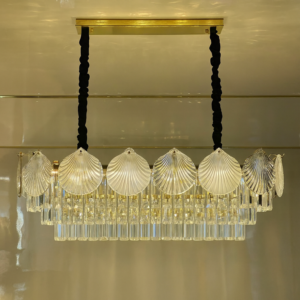 Довга люстра для вітальні Artlight цоколь E14 ламп 12 шт колір Золотистий B8052/90*30, фото 1