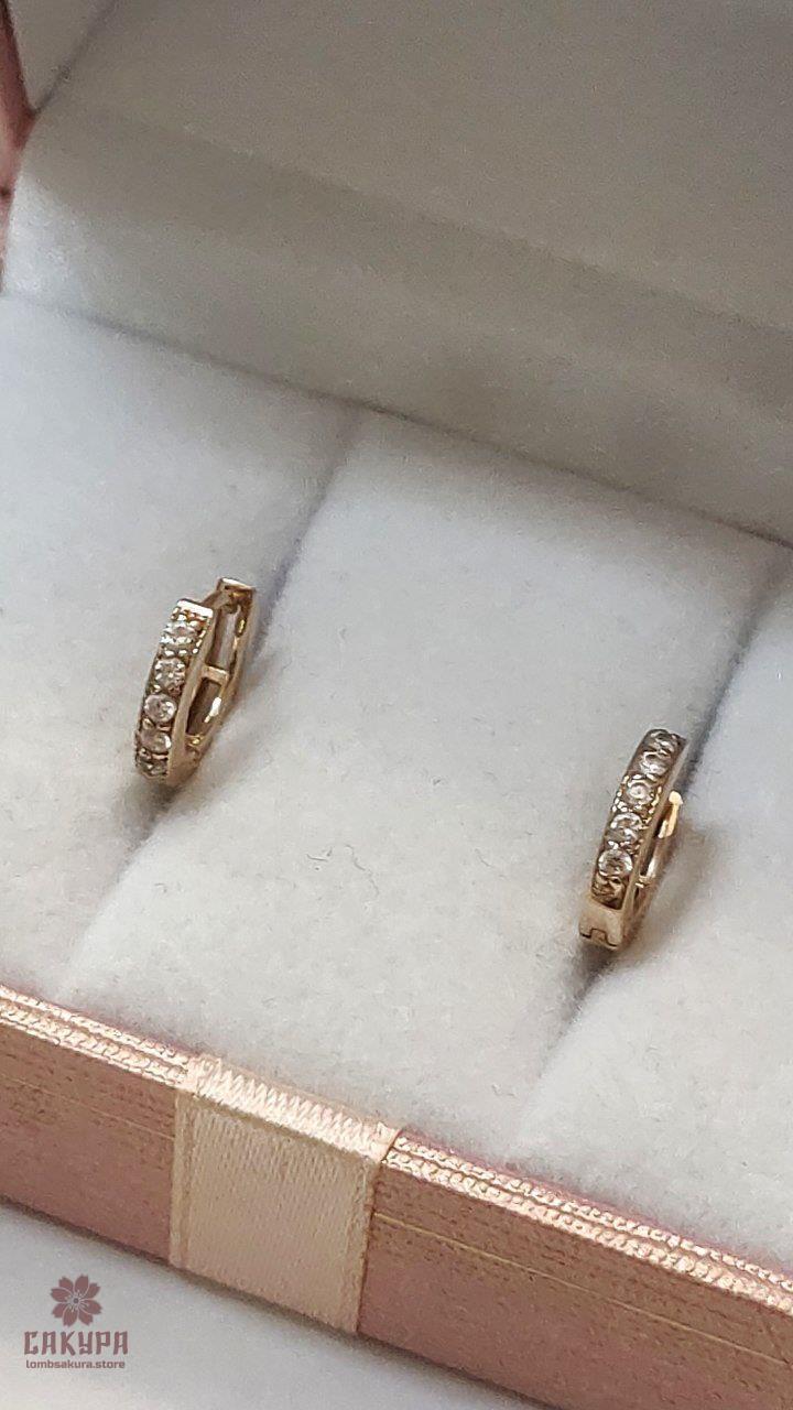 Золоті Сережки зі вставкою цирконій, фото 1