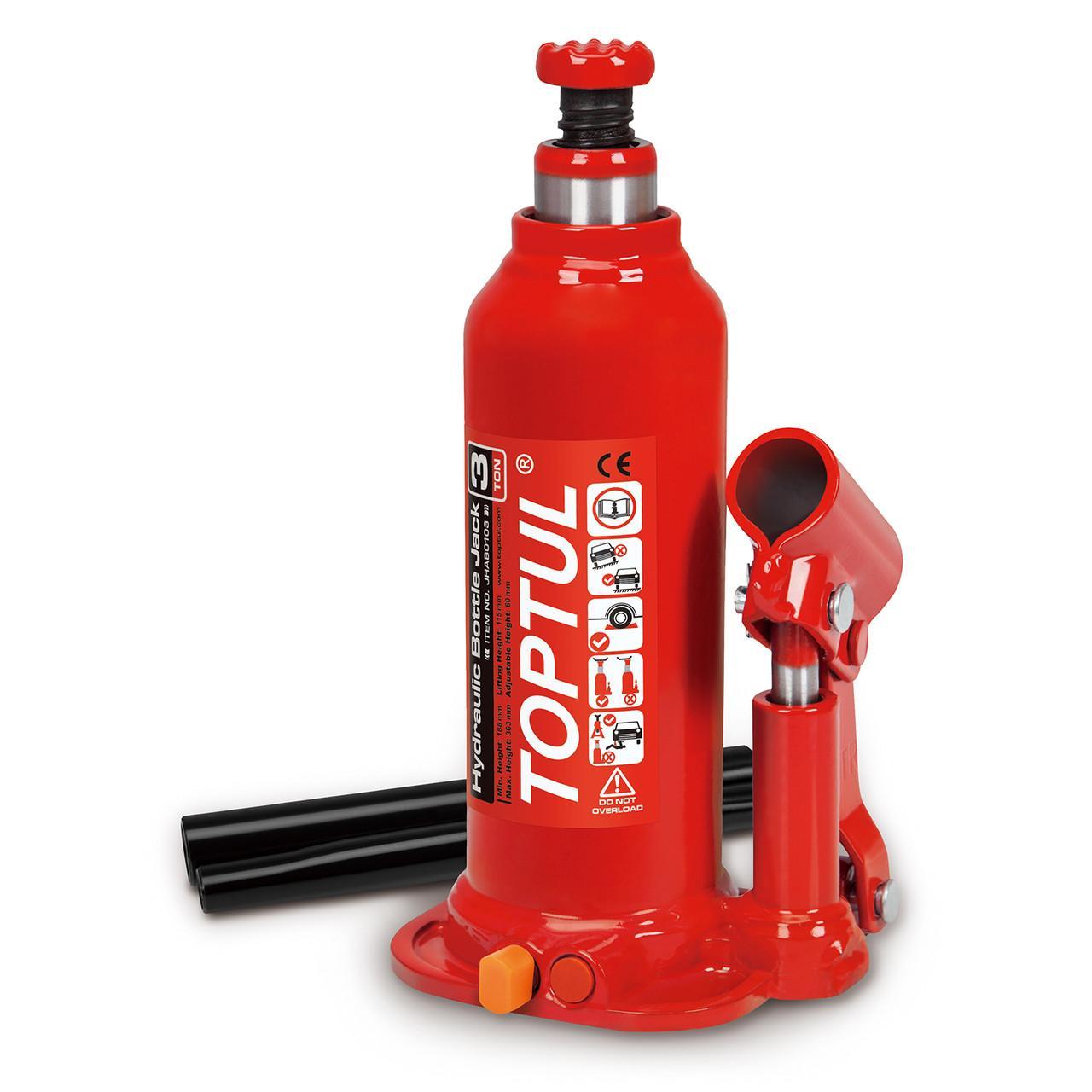 Домкрат пляшковий 3т 188-363 мм гідравлічний TOPTUL JHAB0103