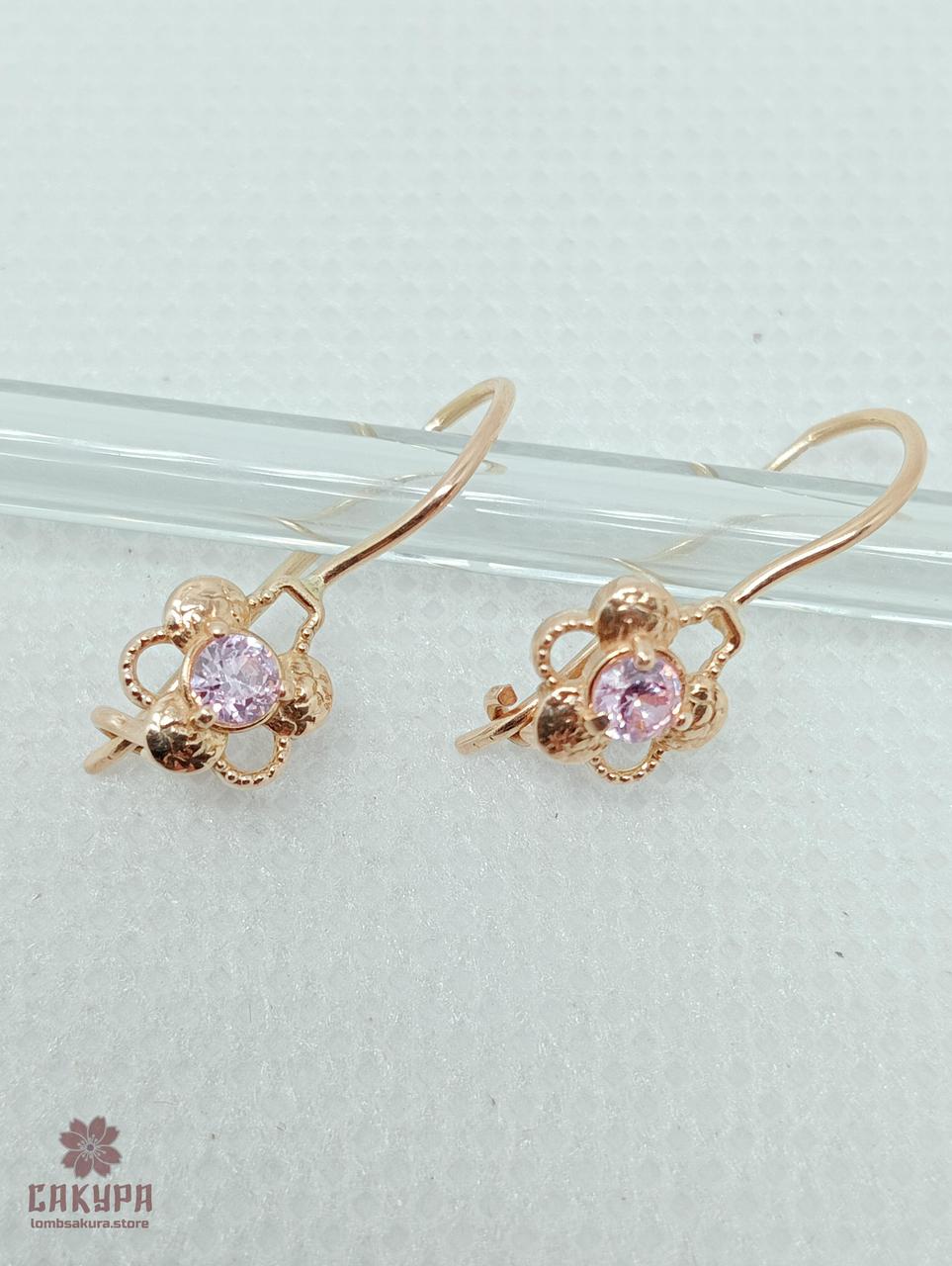 Золоті Сережки зі вставкою цирконій, фото 1