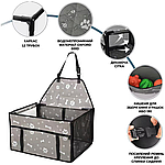 Велике Складне Автокрісло для Собак і Котів в Авто Zmaker Каркасна Автосумка на 12 Трубок для Перевезення Тварин 48X39X27 см Сіра, фото 2