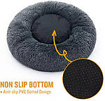 М'який Пуфик Подушка Лежанка Для Котів І Собак 60 См Кругла Глибока Для Домашніх Тварин Графіт, фото 3
