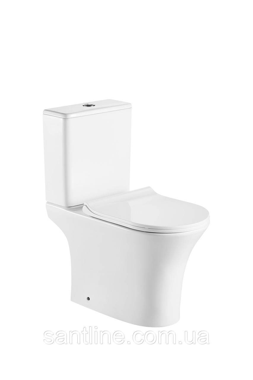 Унітаз-компакт Aton TRN HL 65х34х77 см білий безобідковий з сидінням мікроліфт, фото 1