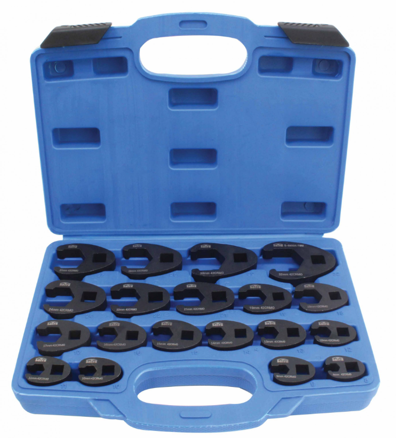 Набір ключів розрізних односторонніх 8-32 мм (1/2" і 3/8") SATRA S-6900A-19M, фото 1