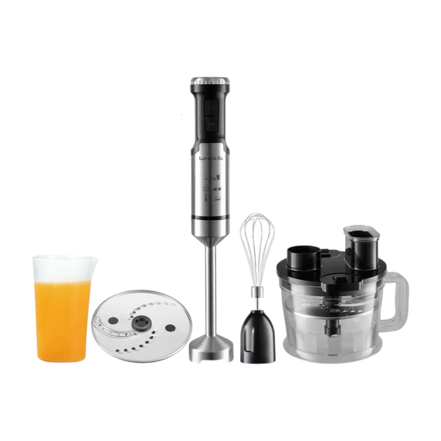 Заглибний блендер LumaBella LB-52006 ручний з подрібнювачем 600 Вт Сірий із чорним, фото 1