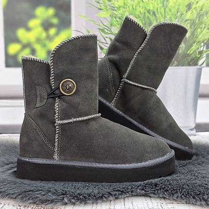 Уггі жіночі зимові Inblu сірі з натуральної замші на хутрі 8145, фото 1