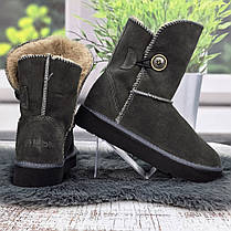 Уггі жіночі зимові Inblu сірі з натуральної замші на хутрі 8145, фото 5