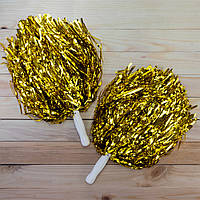 Помпоны для черлидинга Струящиеся с ручками уп 2шт Премиум (блестящие золотые) 5022513