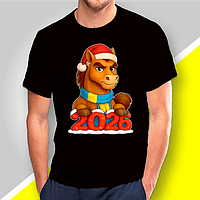 Футболка чоловіча з новорічним принтом "Сім'я новорічних коней 2026"