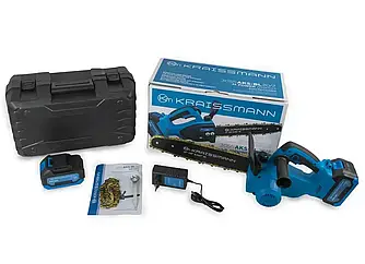 Міні-ланцюгова акумуляторна пилка KRAISSMANN 3055 AKS-BL 20/2 MP (2 акум. 20В, 4000 мАг, Безщітковий, шина 305 мм, НІМЕЧЧИНА)