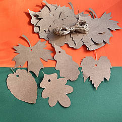 Гірлянда Листочки крафт мікс, 20 листочків, 2 м