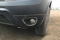 Накладки на противотуманные фары 2010-2013 (2 шт., нержавейка) для Dacia Duster
