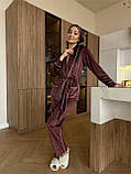 Жіночий велюровий костюм піжама з пов'язкою на голову в комплекті, фото 4