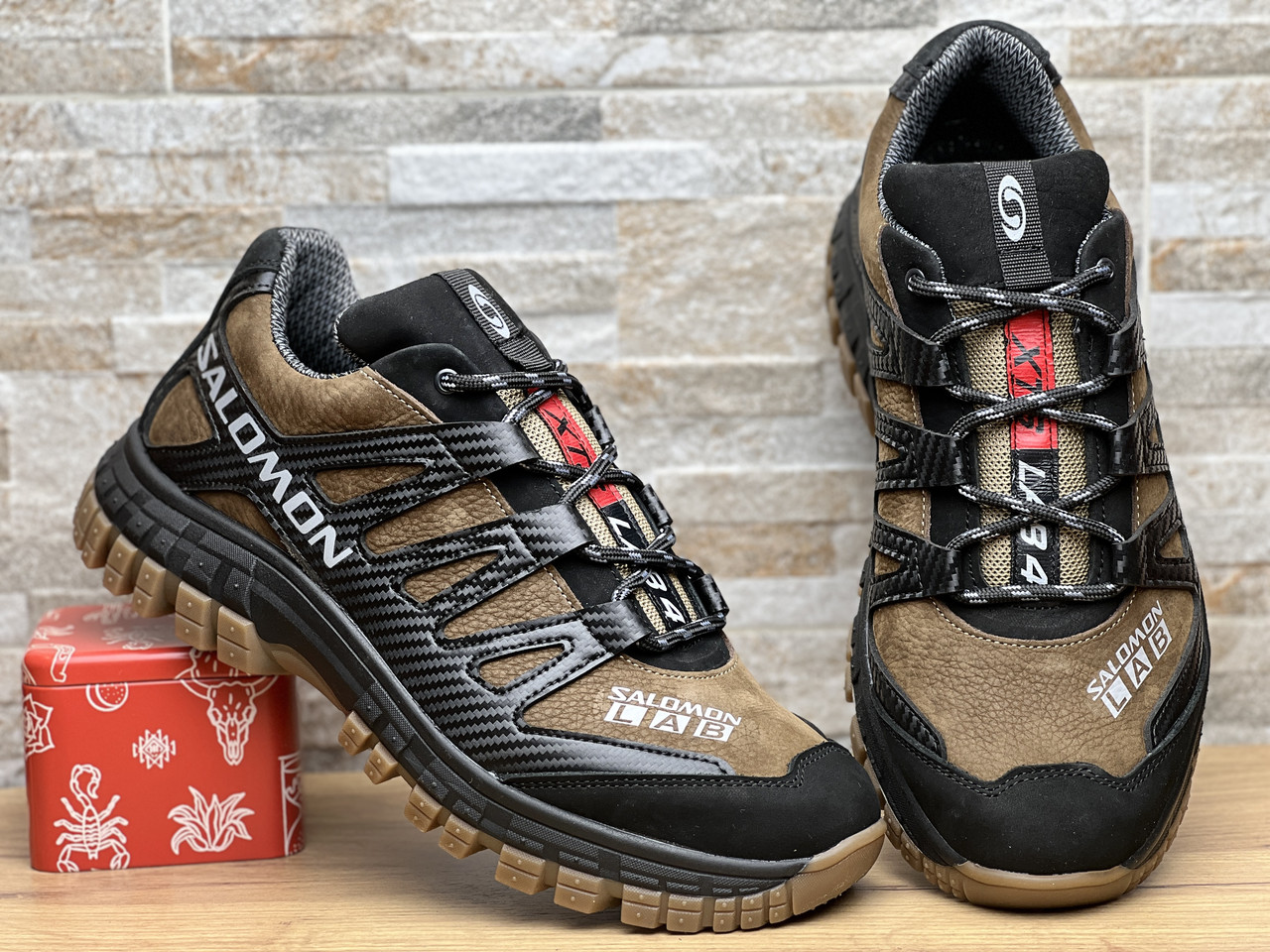 Шкіряні чоловічі кросівки Salomon Terra Drive Olive, фото 1