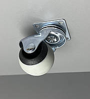 Коліщатка ролики для меблів, круглі поворотні резинові "ШАР" D=40мм h-50мм Колесо меблеве сіре для тумбочок, столиків