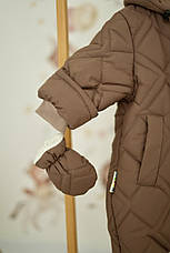 Зимовий дитячий теплий стьобаний комбінезон з пінетками та рукавичками для новонародженого розмір 68 74 80 86, фото 3