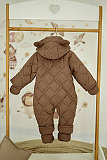 Зимовий дитячий теплий стьобаний комбінезон з пінетками та рукавичками для новонародженого розмір 68 74 80 86, фото 2