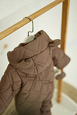 Зимовий дитячий теплий стьобаний комбінезон з пінетками та рукавичками для новонародженого розмір 68 74 80 86, фото 4