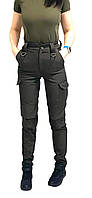 Жіночі військові тактичні штани утеплені на флісі хакі софтшелл