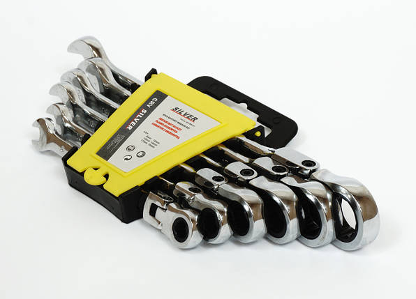 Набір ключів рожково-накидних з трещіткою 6 шт Silver SK-006-01, фото 1