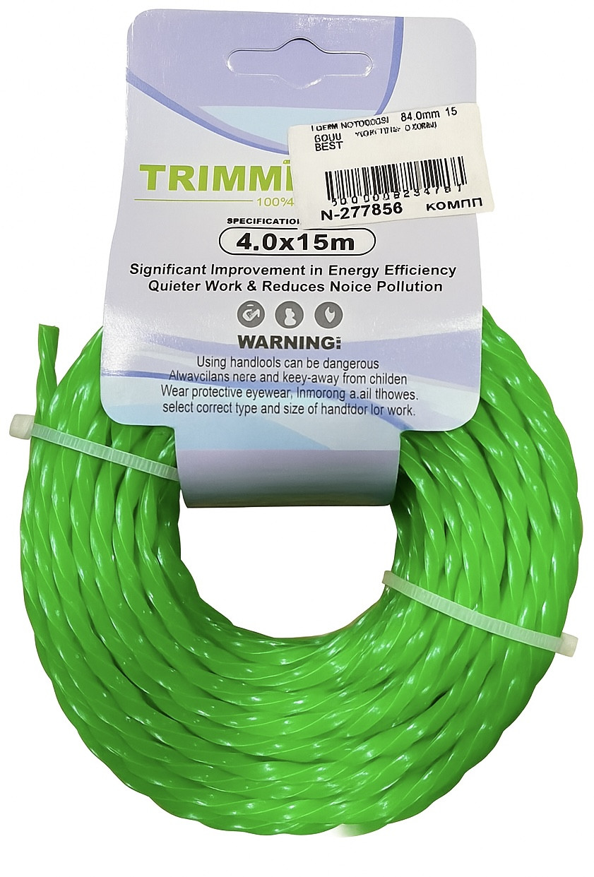 Лісочка мотокоси Ø4,0mm, 15 метрів (кіска, зелена) BEST