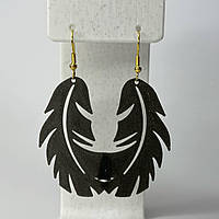 Сережки Finding Пір'я Чорні 50 мм х 25 мм х 1 мм