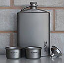 Титанова фляга для алкогольних напоїв Tiartisan 260 мл + 2 чарки по 35 мл та лійка, фото 2