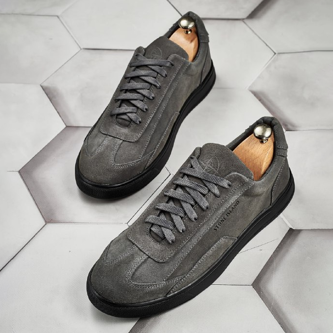 Чоловічі замшеві кеди (натуральна замша) сірі демісезонні, кеди для чоловіків на весну осінь, розмір 40-45, фото 1