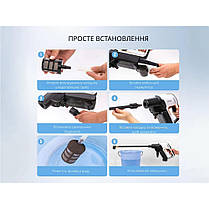 Акумуляторна мийка високого тиску, живлення від павербанку (УМБ Litheli Power Bank 20000 mAh, 45 W, 4А в комплекті), фото 4