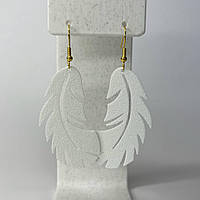 Сережки Finding Пір'я Білі 50 мм х 25 мм х 1 мм