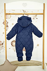 Зимовий дитячий теплий стьобаний комбінезон з пінетками та рукавичками для новонародженого розмір 68 74 80 86, фото 2