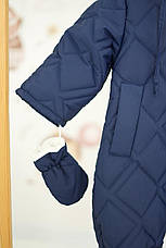 Зимовий дитячий теплий стьобаний комбінезон з пінетками та рукавичками для новонародженого розмір 68 74 80 86, фото 4