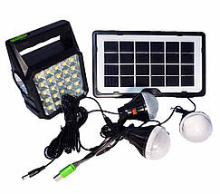 Сонячна станція GDTimes GD105 80W LED, портативна, автономна, з USB, ліхтарем та лампочками для дому, дачі, кемпінгу, риболовлі, фото 2